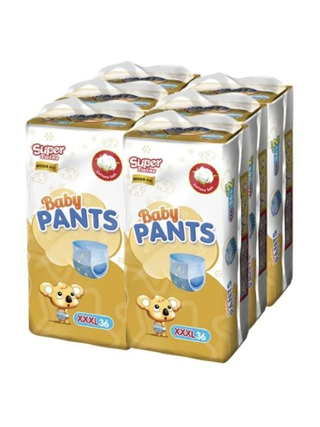 Super Twins Baby Diaper Pants Promo XXXL 6 packs x 36pcs (216s) edamama
